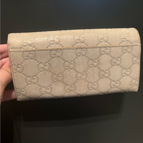 Gucci Cream Guccissima Leather Flap Continental Wallet - Picture 2 of 6